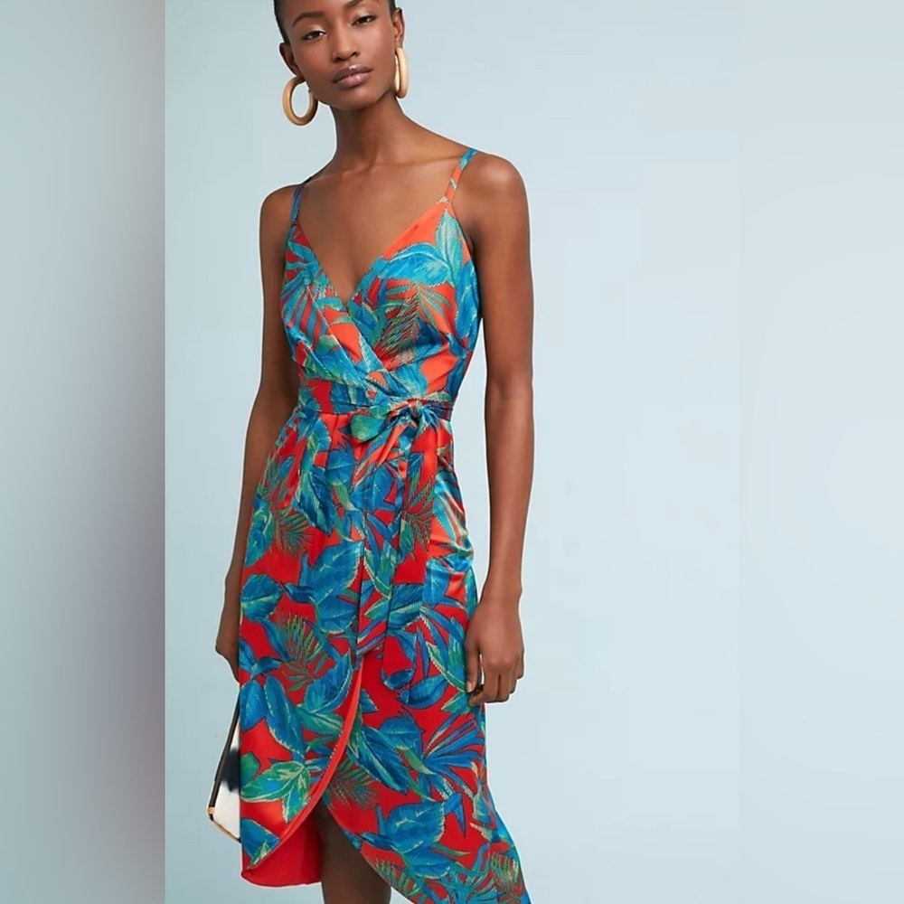NWOT Anthropologie Nicole Miller NY Electric Floral Red Festival Dress